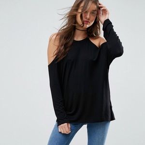 Asos Black Cold shoulder Top (worn once)